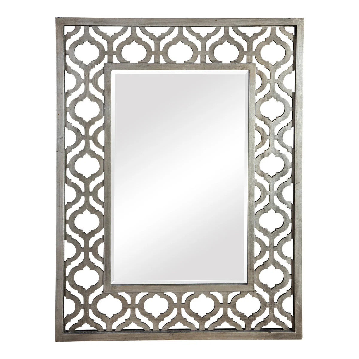 Uttermost 13863 Sorbolo Silver Mirror with Antiqued Leaf Frame and Beveled Glass