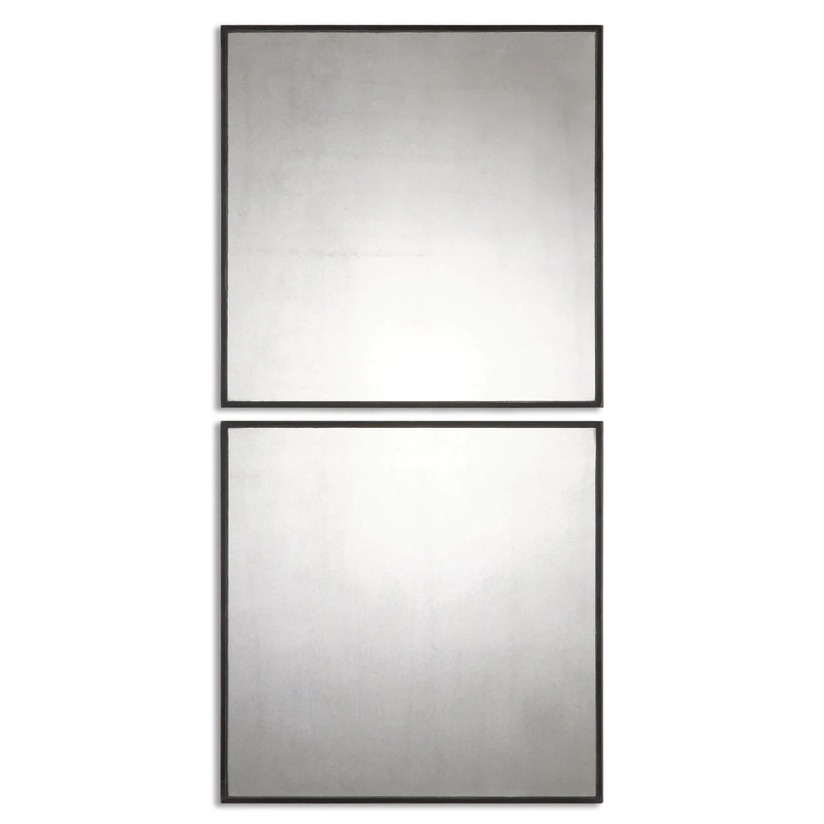 Uttermost Matty Antiqued Square Mirrors Set of 2, 23.5" H × 23.5" W, Aged Finish on MDF Frames