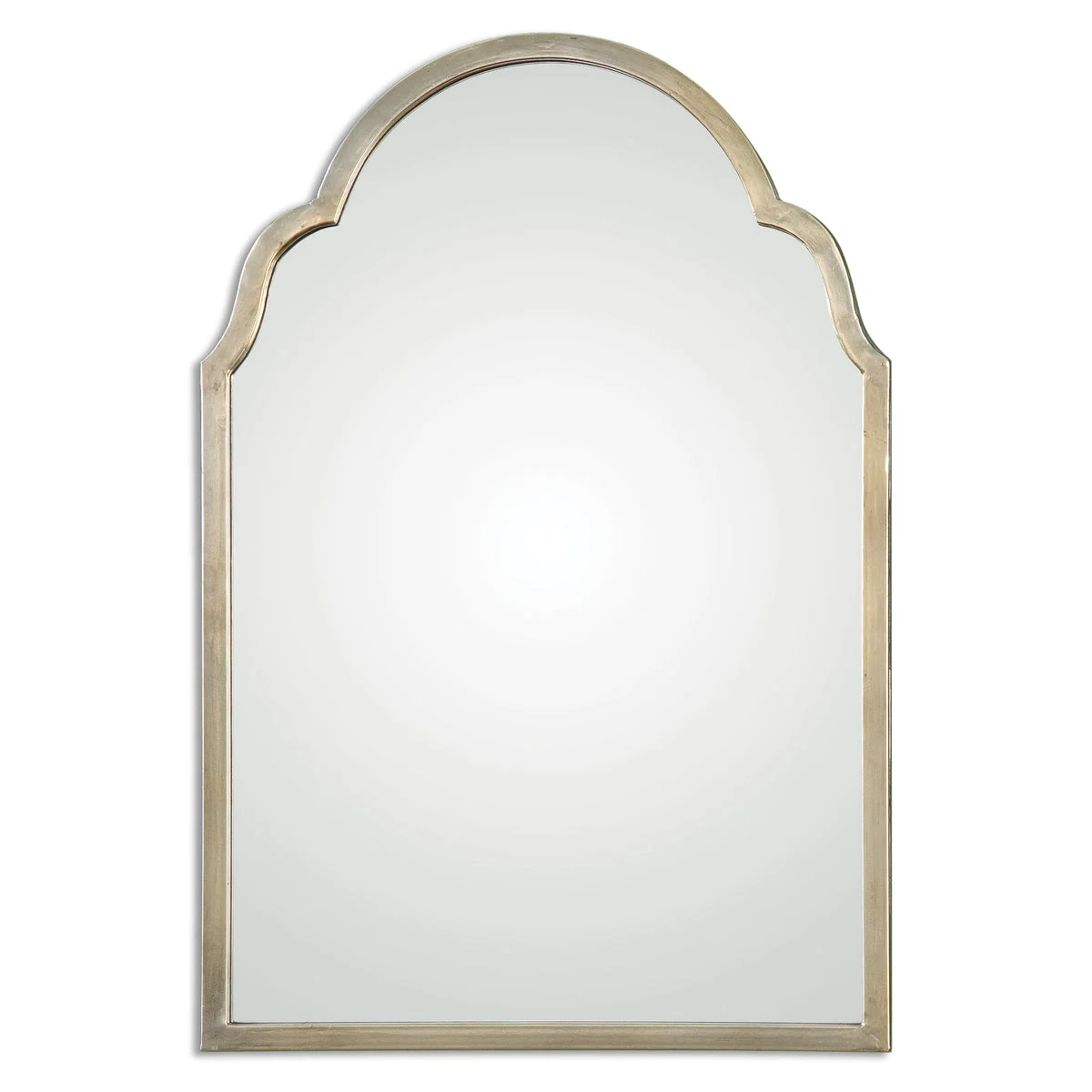 Uttermost Brayden Petite Silver Arch Mirror, Hand-Forged Metal Frame in Antiqued Champagne Finish, 30.125" H × 20.125" W