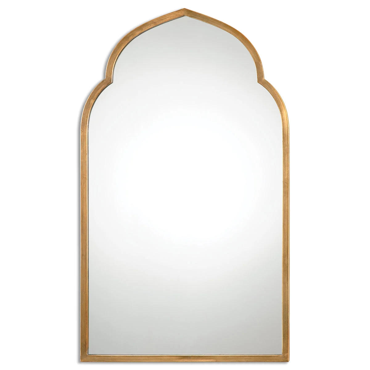 Uttermost Kenitra Gold Arch Mirror, Hand-Forged Metal Frame with Subtle Curve, 40" H × 24" W