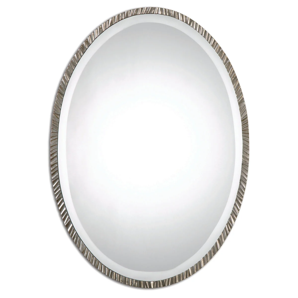 Uttermost Annadel Oval Wall Mirror, Lightly Antiqued Metallic Silver Frame, 28" H × 20" W, Indoor Accent