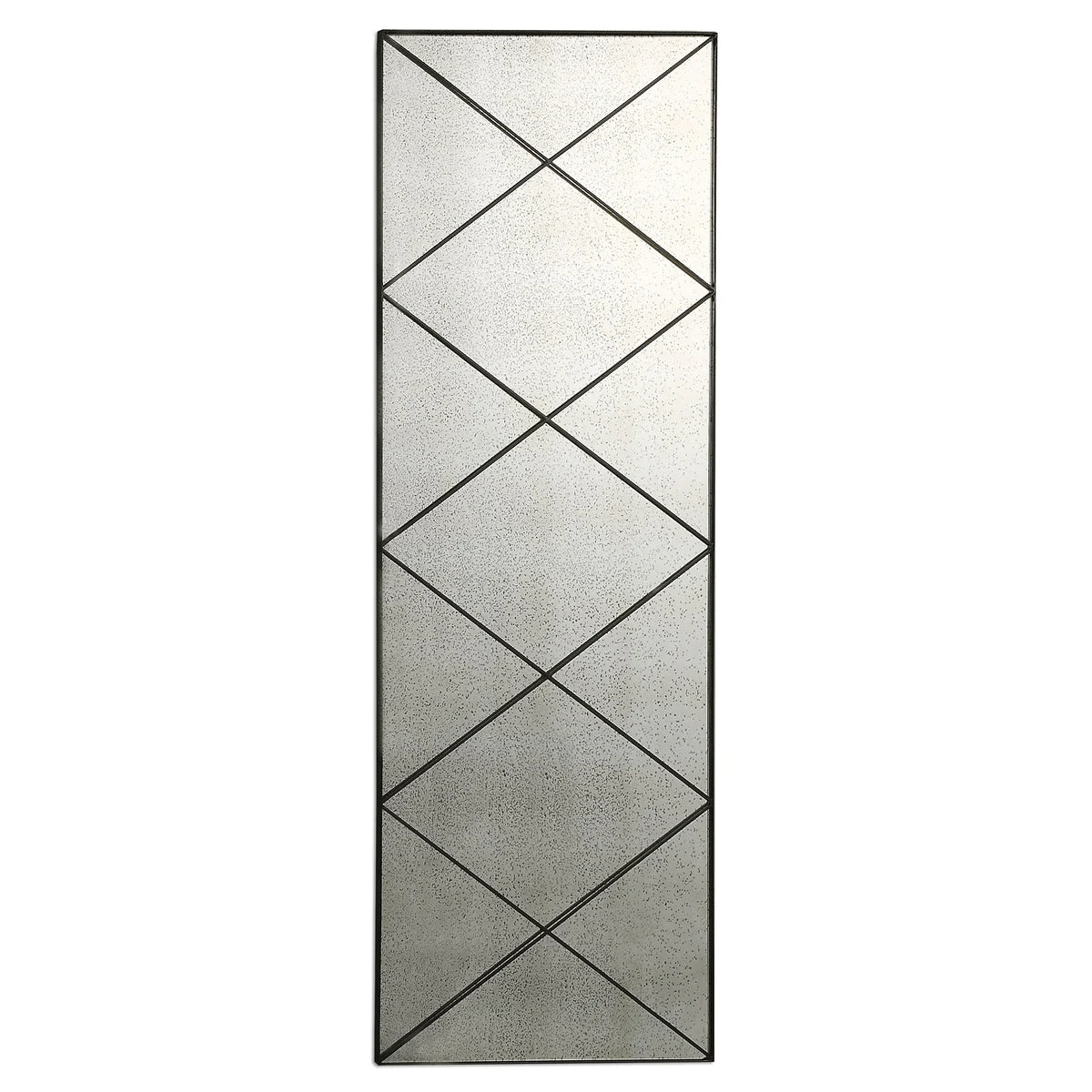 Uttermost Emporia Antiqued Mirror, 60.25" H × 24.25" W, Bronze Framed Wall Mirror with Diagonal Metal Accents