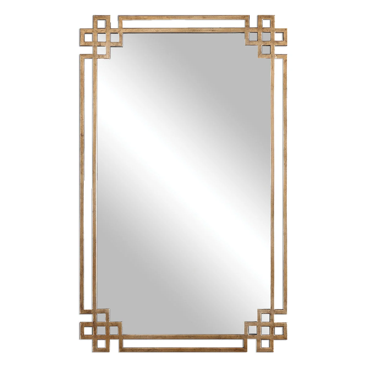 Uttermost Devoll Antique Gold Wall Mirror, Hand-Forged Metal Frame with Oxidized Finish, 36.625" H × 22.75" W