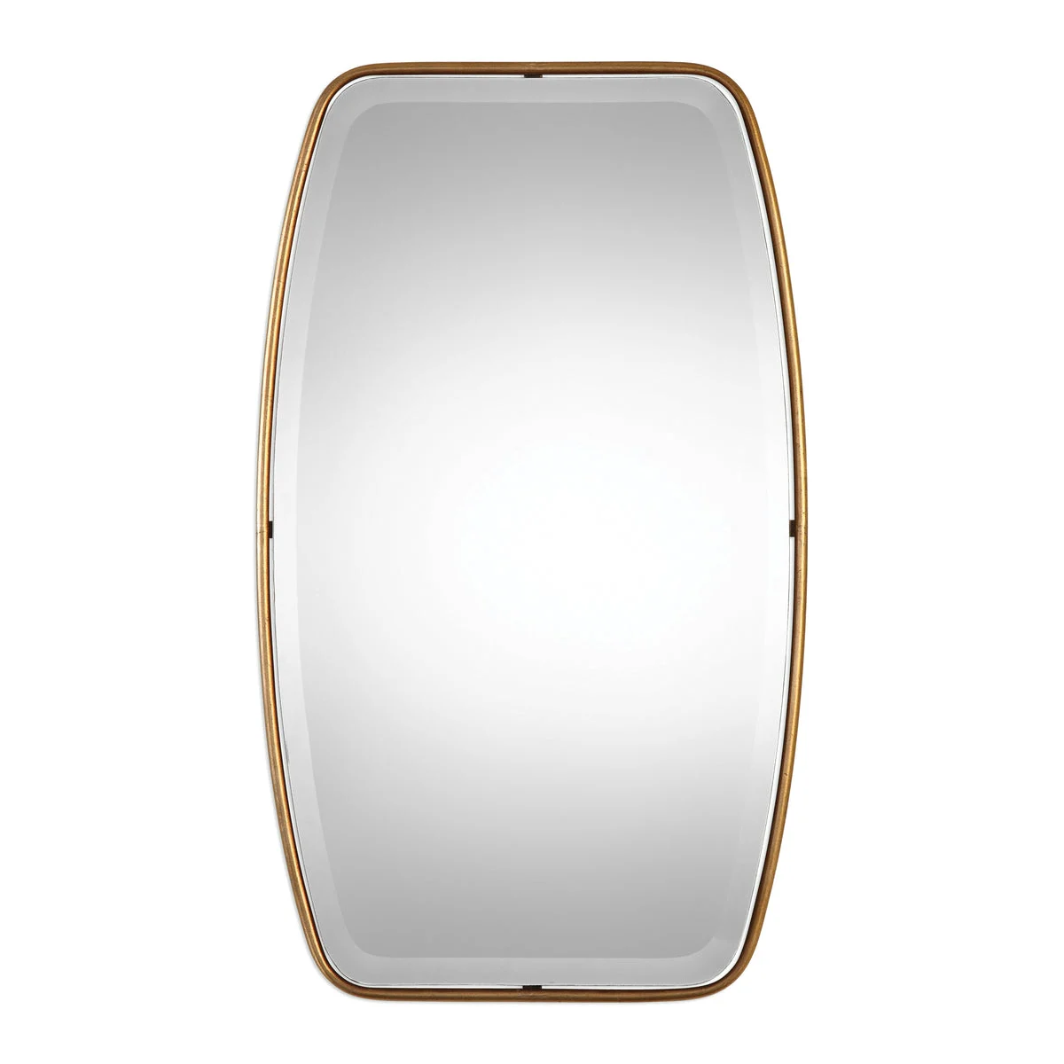 Uttermost Canillo Antiqued Gold Mirror – 36" Tall, Floating Beveled Glass, Forged Metal Frame