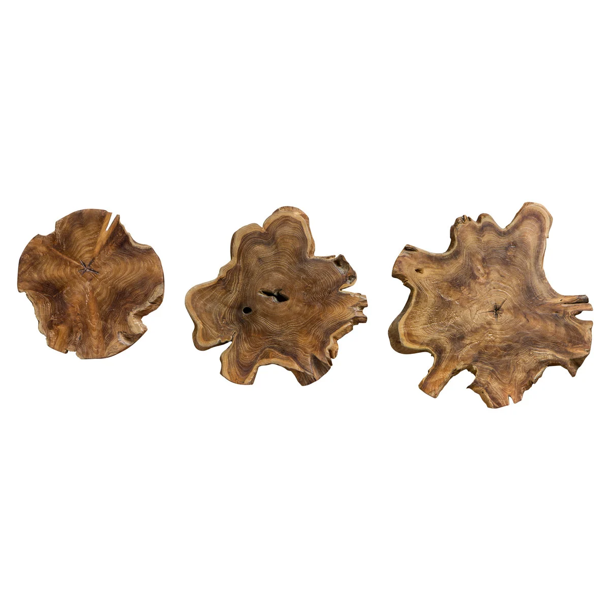 Uttermost Kalani Teak Wall Art Set/3 – Natural Teak Cross Sections with Honey Stain
