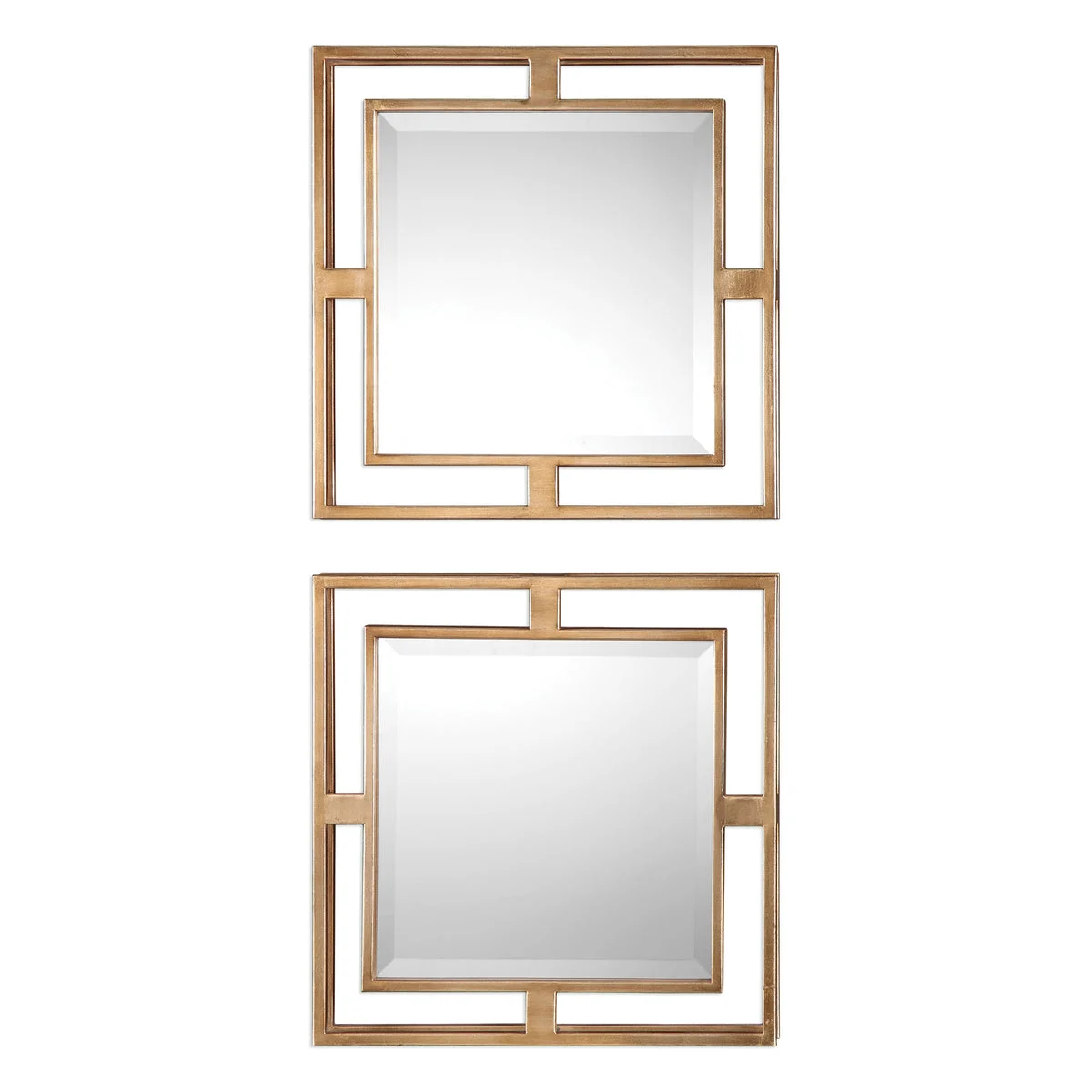 Uttermost Allick Gold Square Mirrors Set of 2 – 18" Forged Iron, 3D Frame, Antiqued Gold Leaf Finish