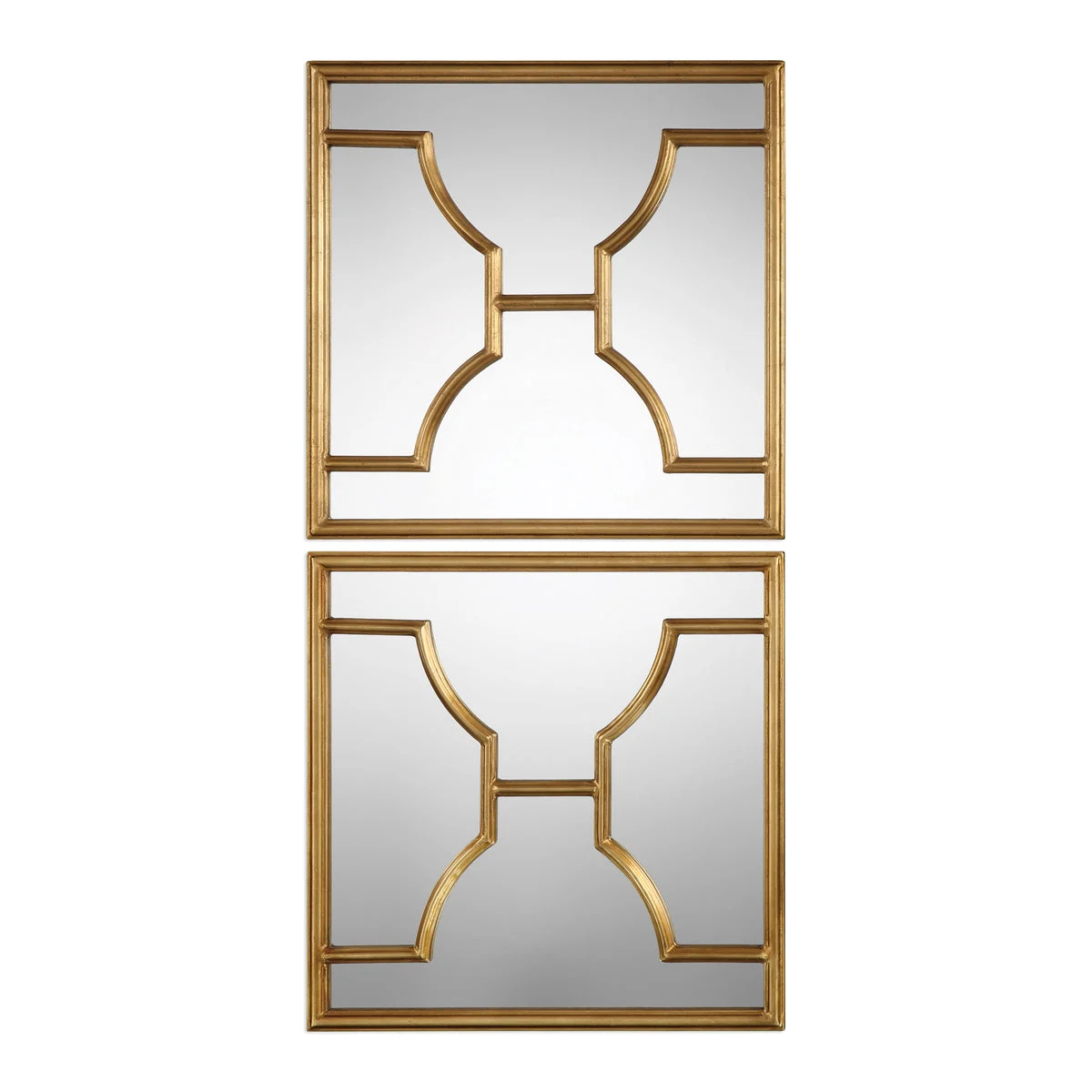 Uttermost 09268 Misa Gold Square Mirrors Set of 2 with Beveled Iron Frames