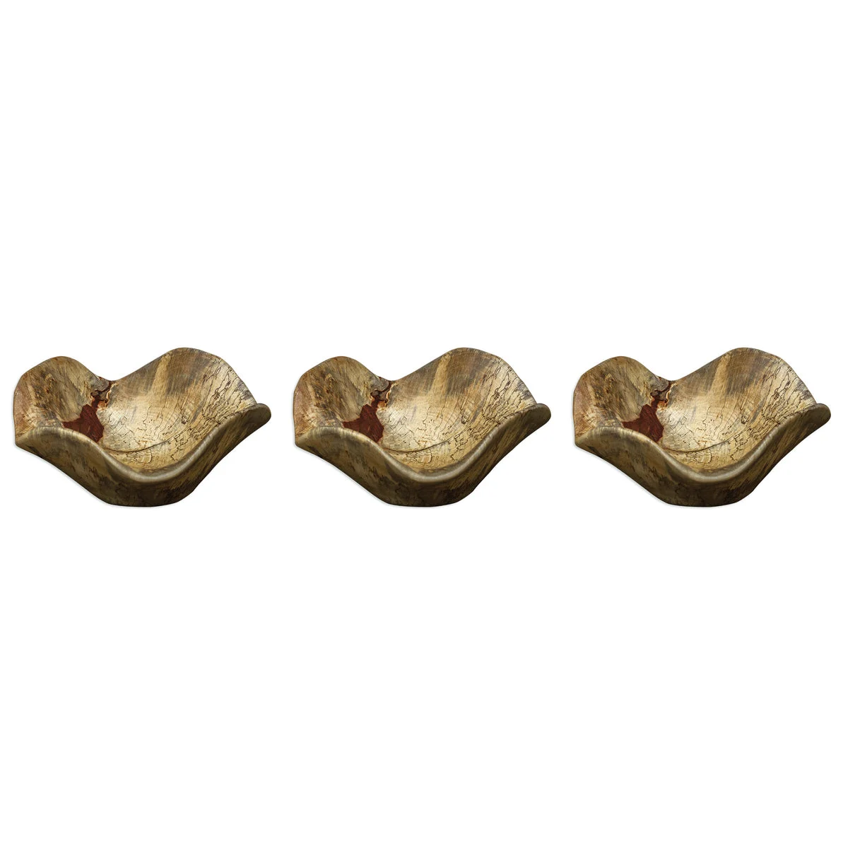 Uttermost Tamarine Wood Wall Art Set/3 – Natural Spalted Tamarind, Handcrafted, 10x10 in Display Pieces