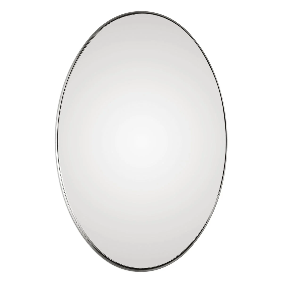 Uttermost Pursley Oval Mirror – Brushed Nickel Vanity Accent with Steel Frame, 30x20 Inches