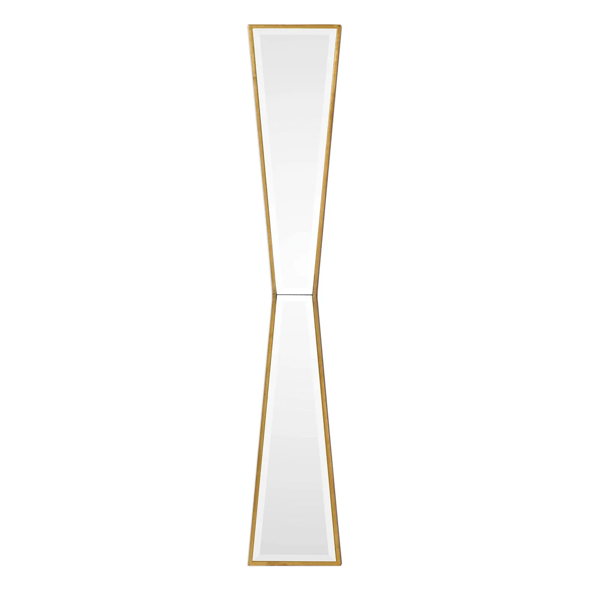 Uttermost Corbata Mirror - Bowtie Gold Leaf Frame, Beveled Glass, 60" Height