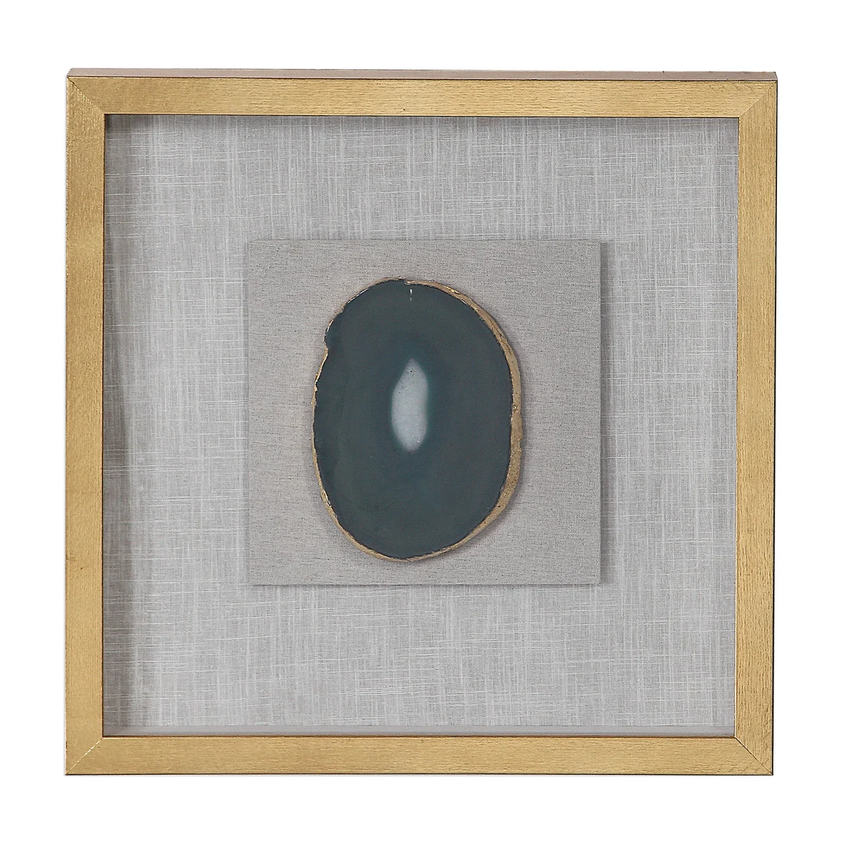 Uttermost Keeva Agate Stone Shadow Box – 19.75" Square Wall Art with Natural Stone & Linen Backing in Pine Frame