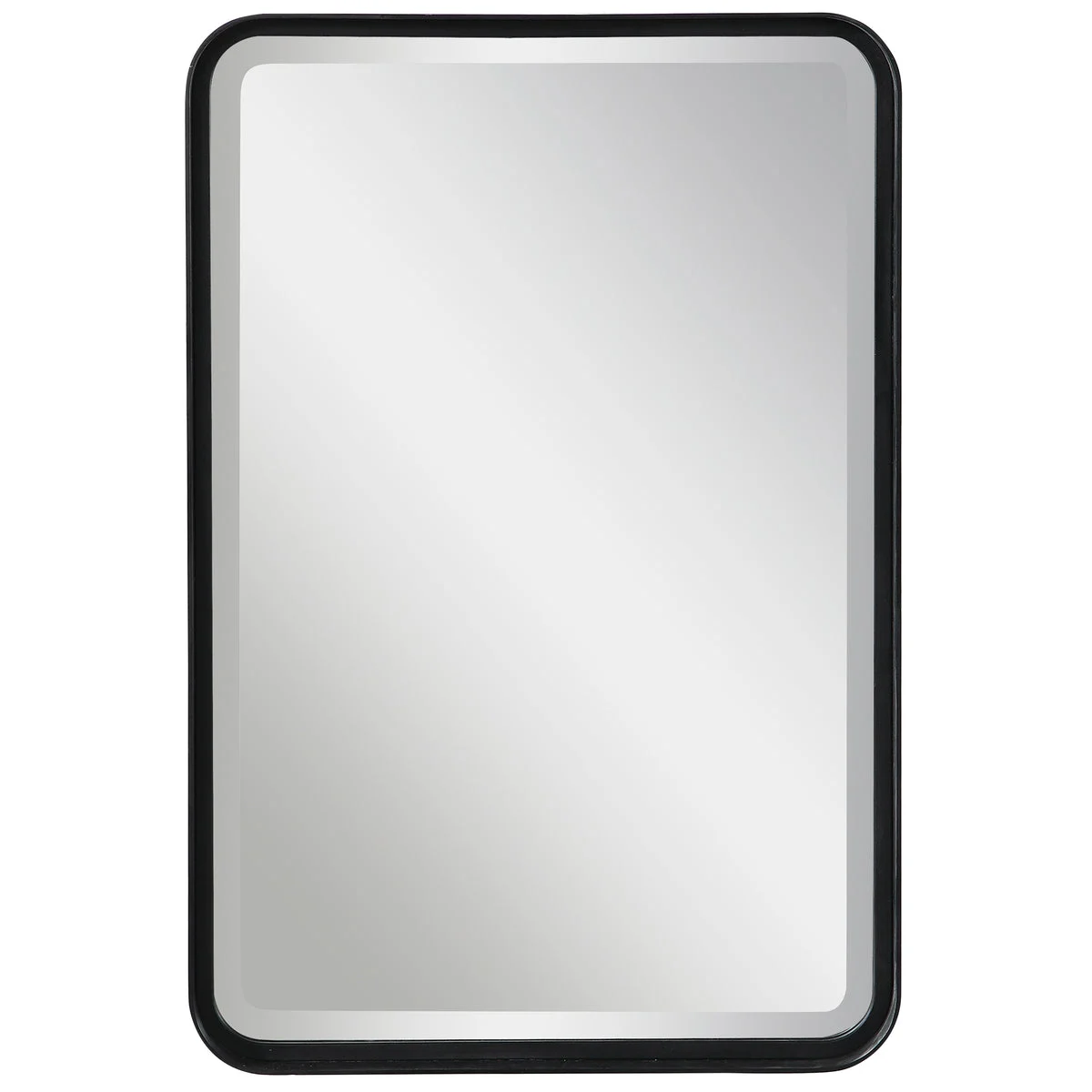 Uttermost Designer – Croften Black Mirror 30.25" x 20.25" Iron Frame Rectangular Wall Decor