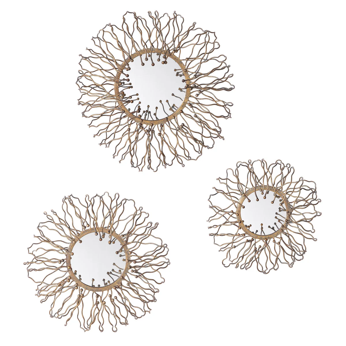 Uttermost 04204 Elin Hand Forged Iron Mirrored Wall Art, Set of 3