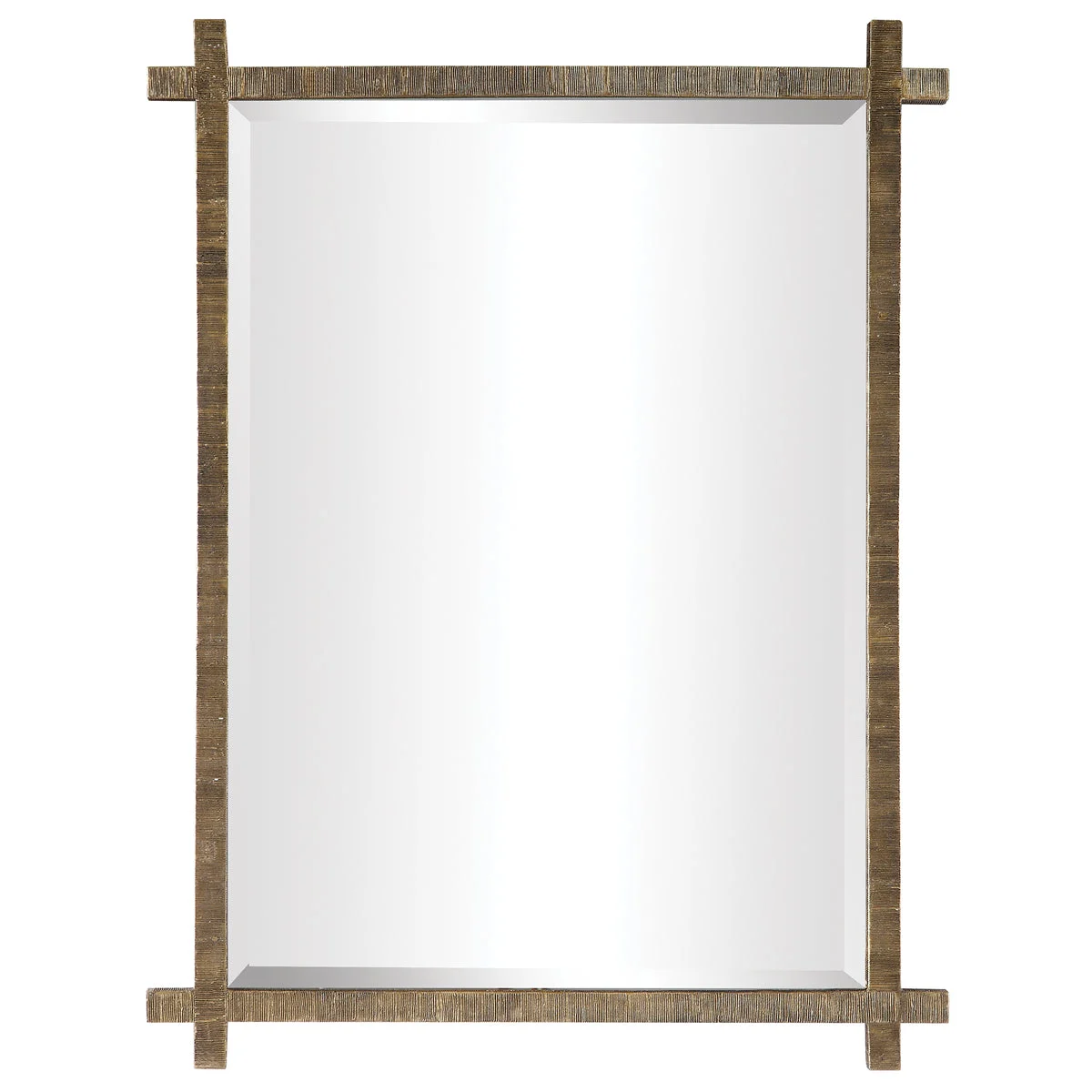 Uttermost Abanu Gold Vanity Mirror, 30 W x 39.75 H x 1.25 D Inches with Ribbed Textured Frame