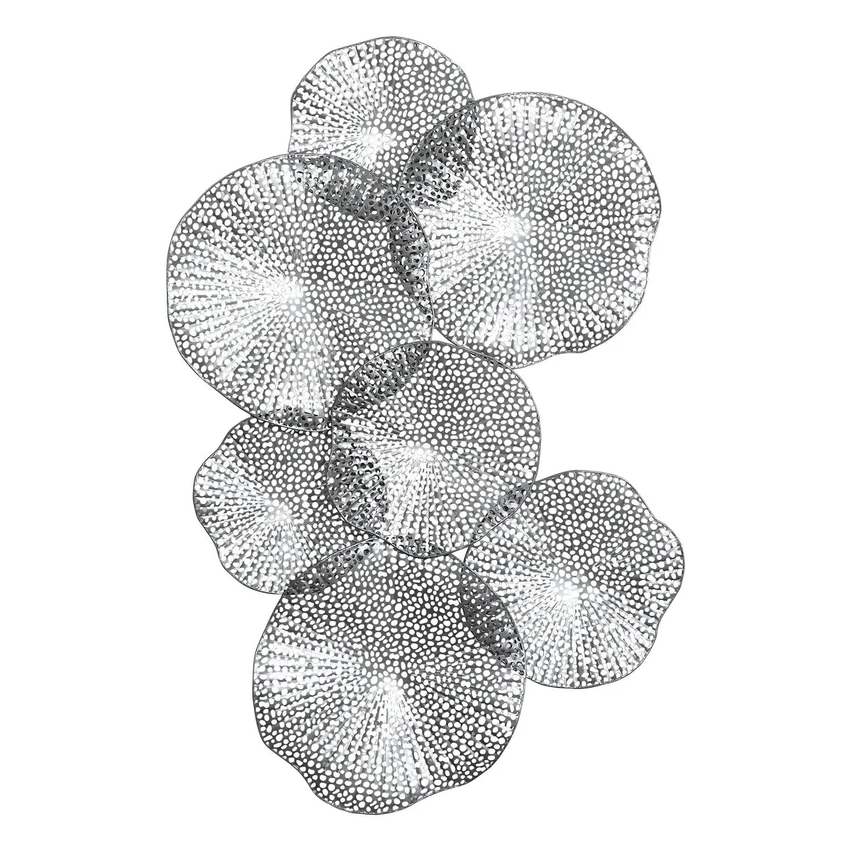 Uttermost Ripley Pewter Metal Wall Art – Layered Lotus Leaf Design in Metallic Finish, 47" W x 31" H