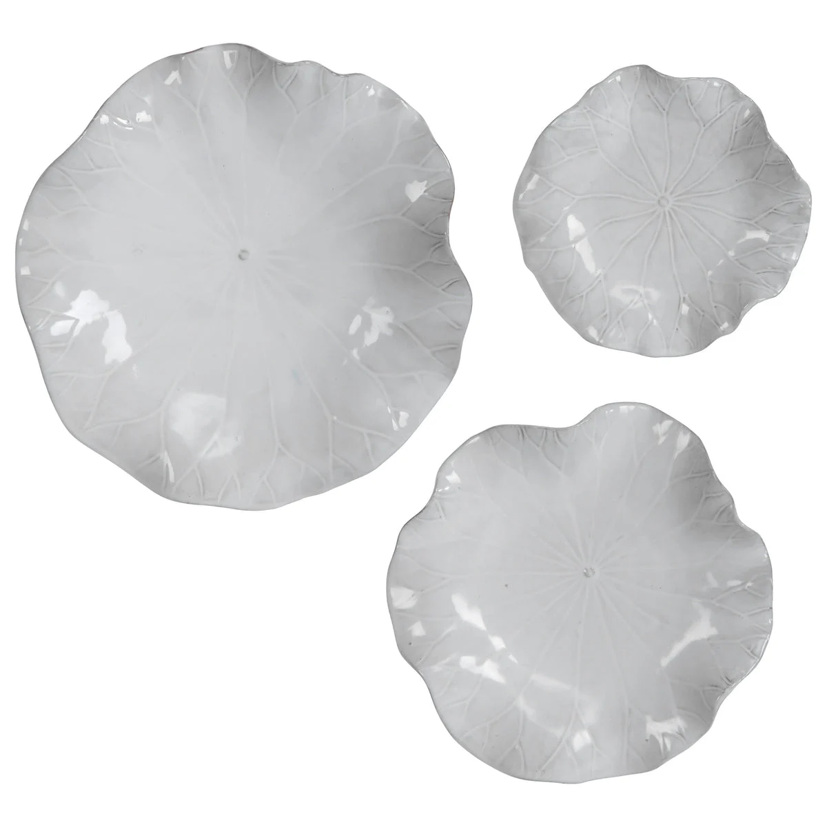 Uttermost Abella Ceramic Wall Decor Set/3 White – Trio of Ceramic Flowers, Detailed Veining, 18x17.9x3.9 inches