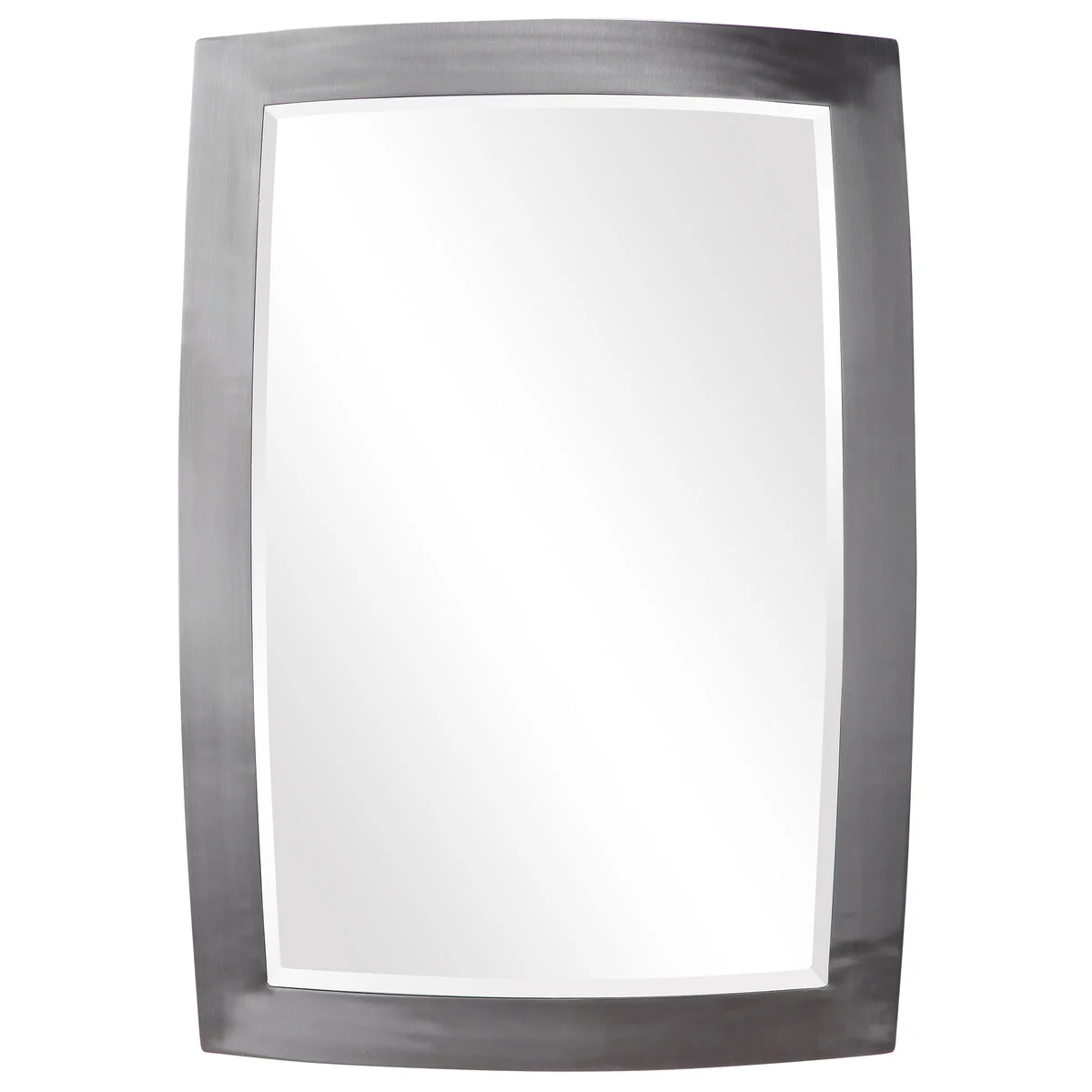 Uttermost Contemporary – Haskill Vanity Mirror 34.25" x 24" Brushed Nickel Glass Frame Accent