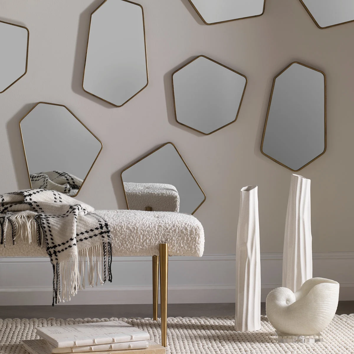 Uttermost Contemporary – Linneah Framed Mirrors Set of Four 20.125" x 12.125" Decorative Accent