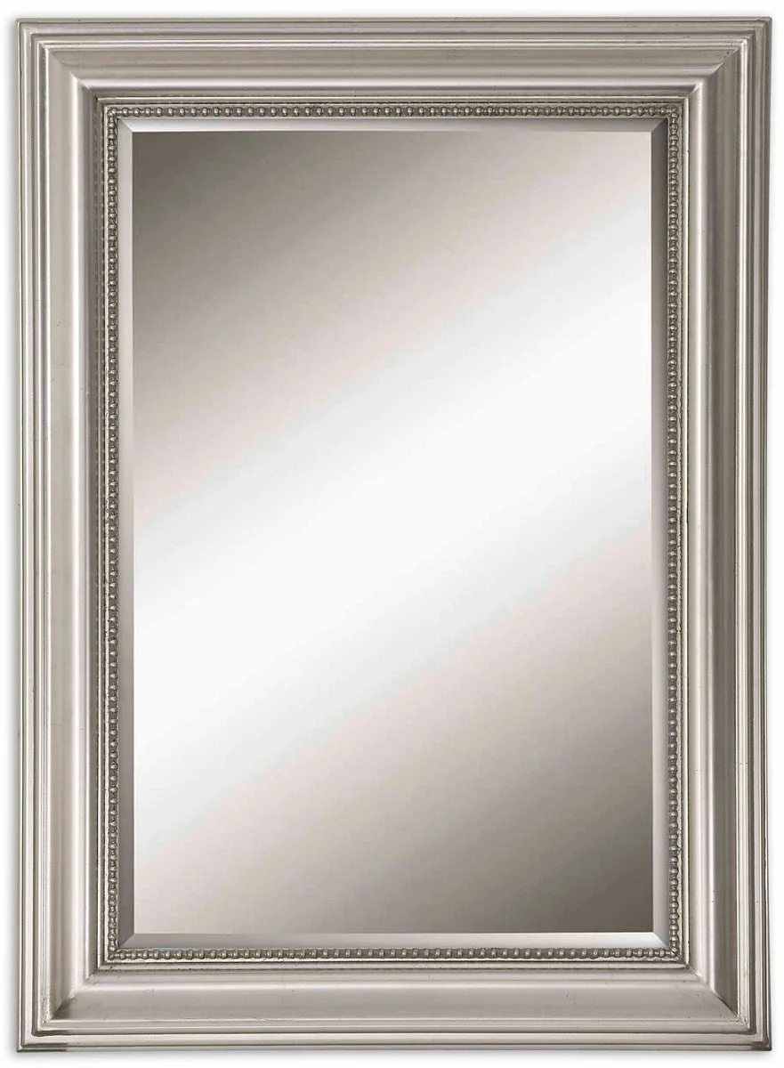 Uttermost Stuart Silver Beaded Mirror, Pine Wood Frame with Silver Leaf Finish, 36.75" H × 26.75" W
