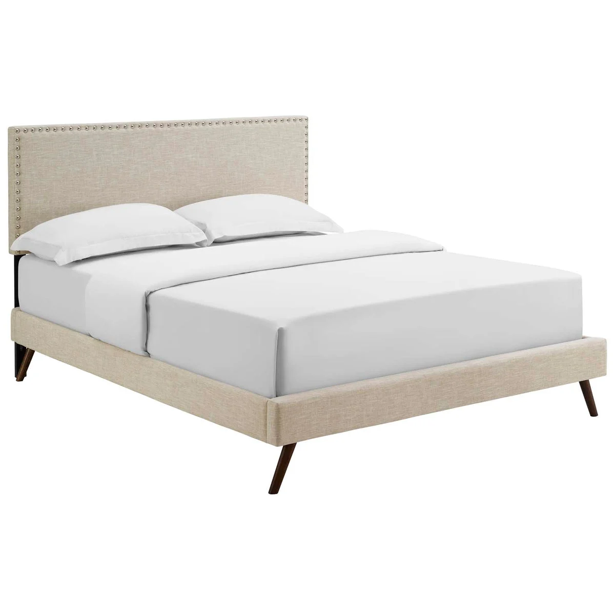 Modway Macie King Fabric Platform Bed with Round Splayed Legs