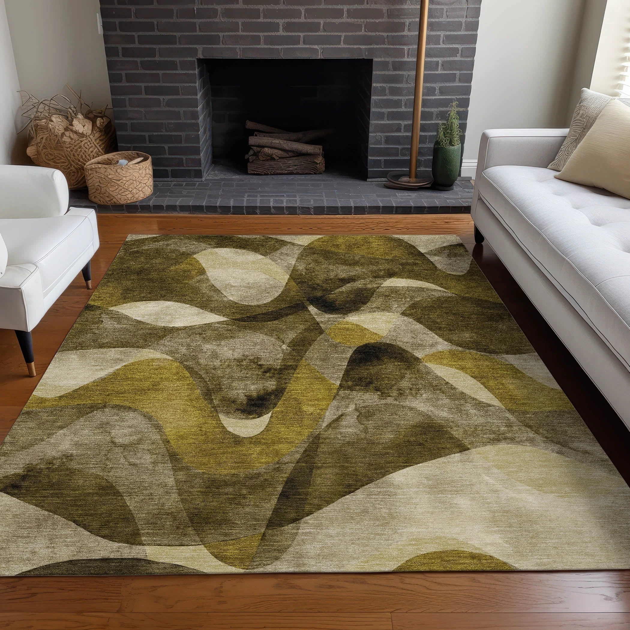 Machine Washable Indoor/ Outdoor Modern Chantille Rug