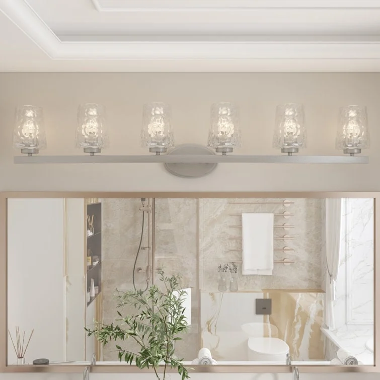 Mid-century Modern 6-light LED Dimmable Bathroom Vanity Light with Art Glass - 51 inches