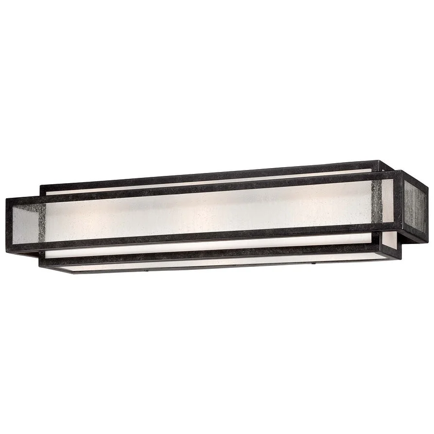 Lavery Camden Square Aged Charcoal & Seeded Glass 3 Light Bath Bar