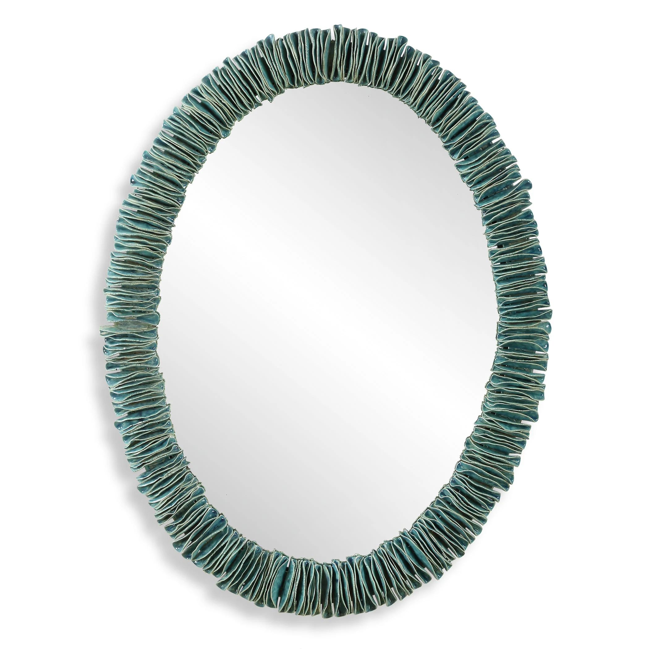 Bonaire Teal Blue Oval Mirror