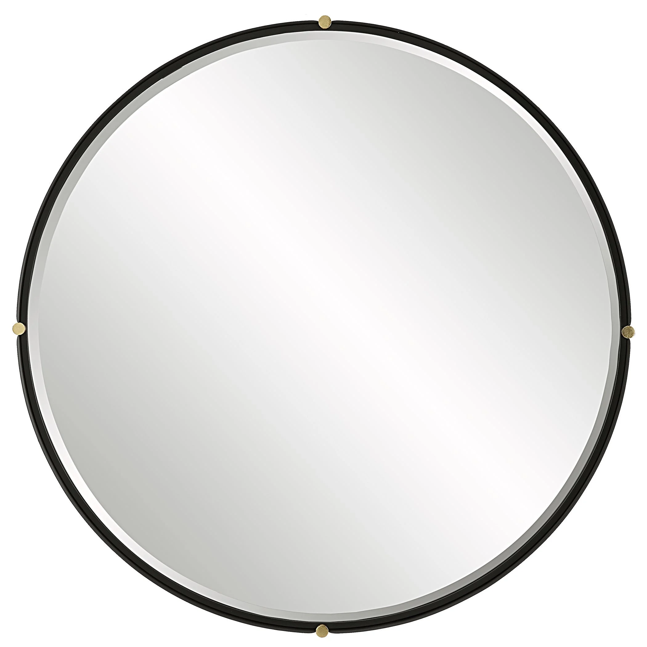 Bonded Round Mirror // Black & Gold