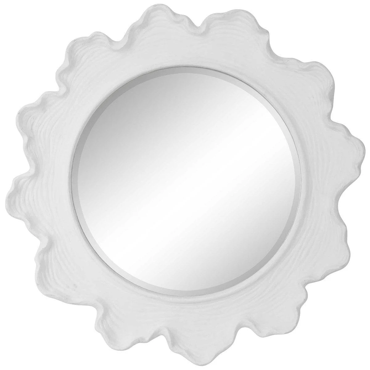 Sea Coral White Round Mirror