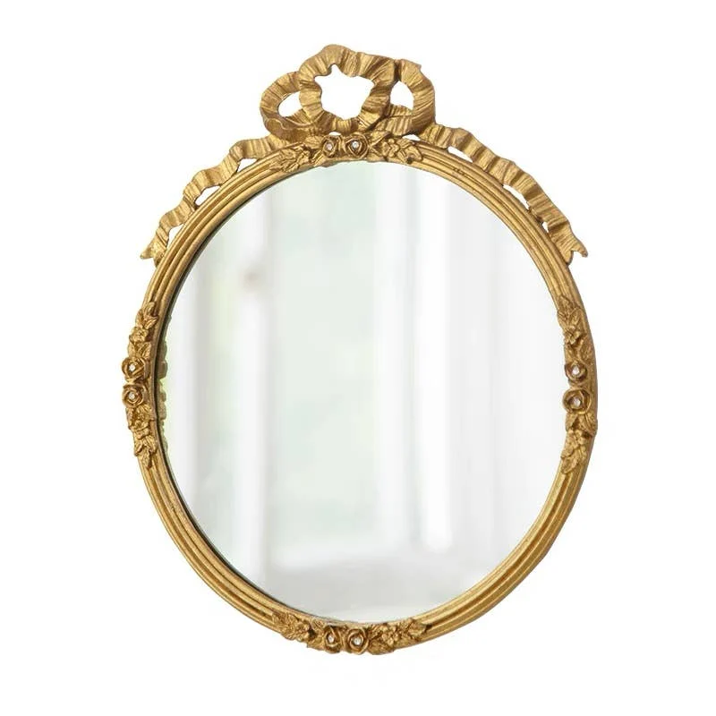 Victorian Antiqued Gold Round Mirror