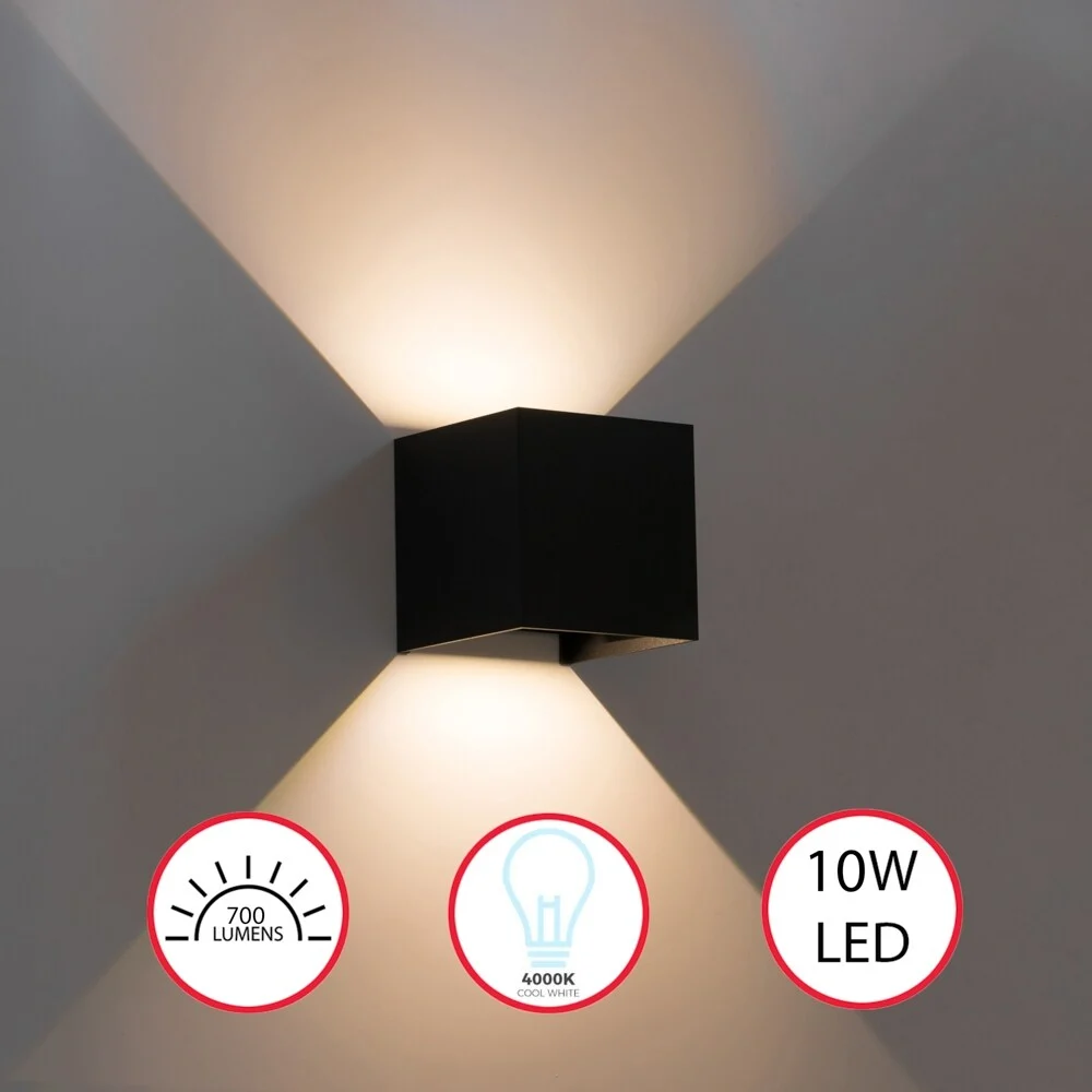 Modern Wall Sconce LED Waterproof Wall Lamp Aluminum with Adjustable Beam 10-Watt 4000K Cool White Indoor Outdoor