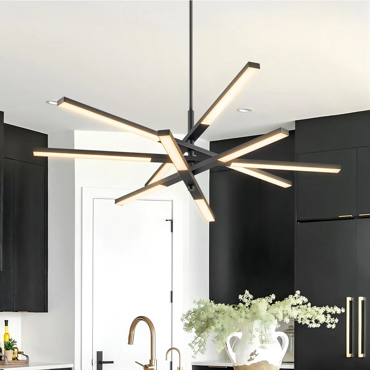 Modern Tiered Linear Sputnik Chandelier Warm Light 3000K Integrated LED Chandelier