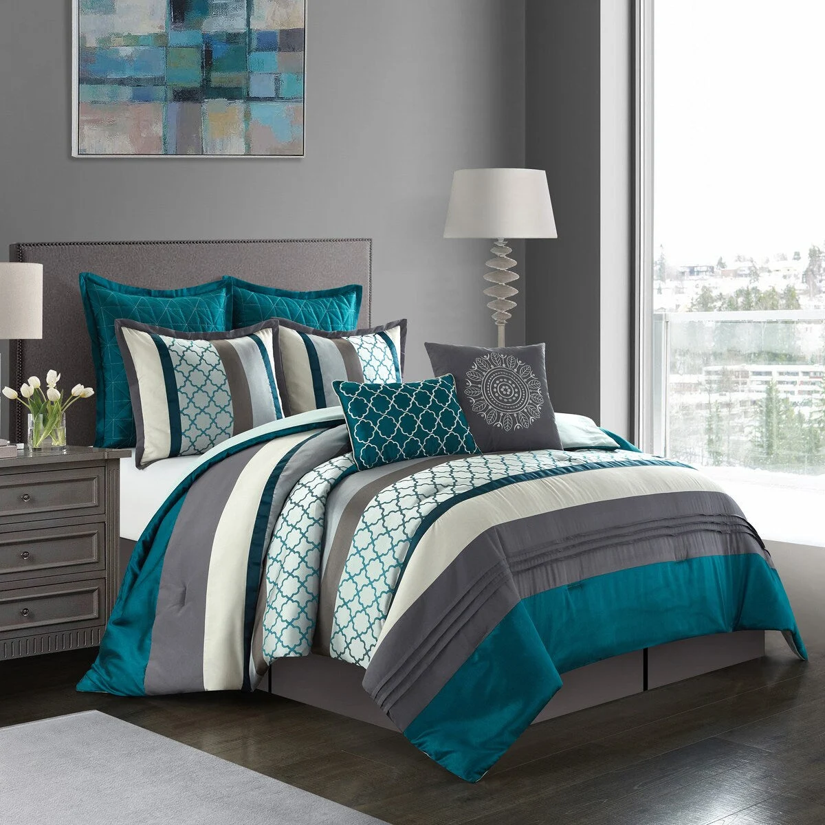 Nanshing Avalon Trellis 8-Piece Moroccan Print Comforter Set