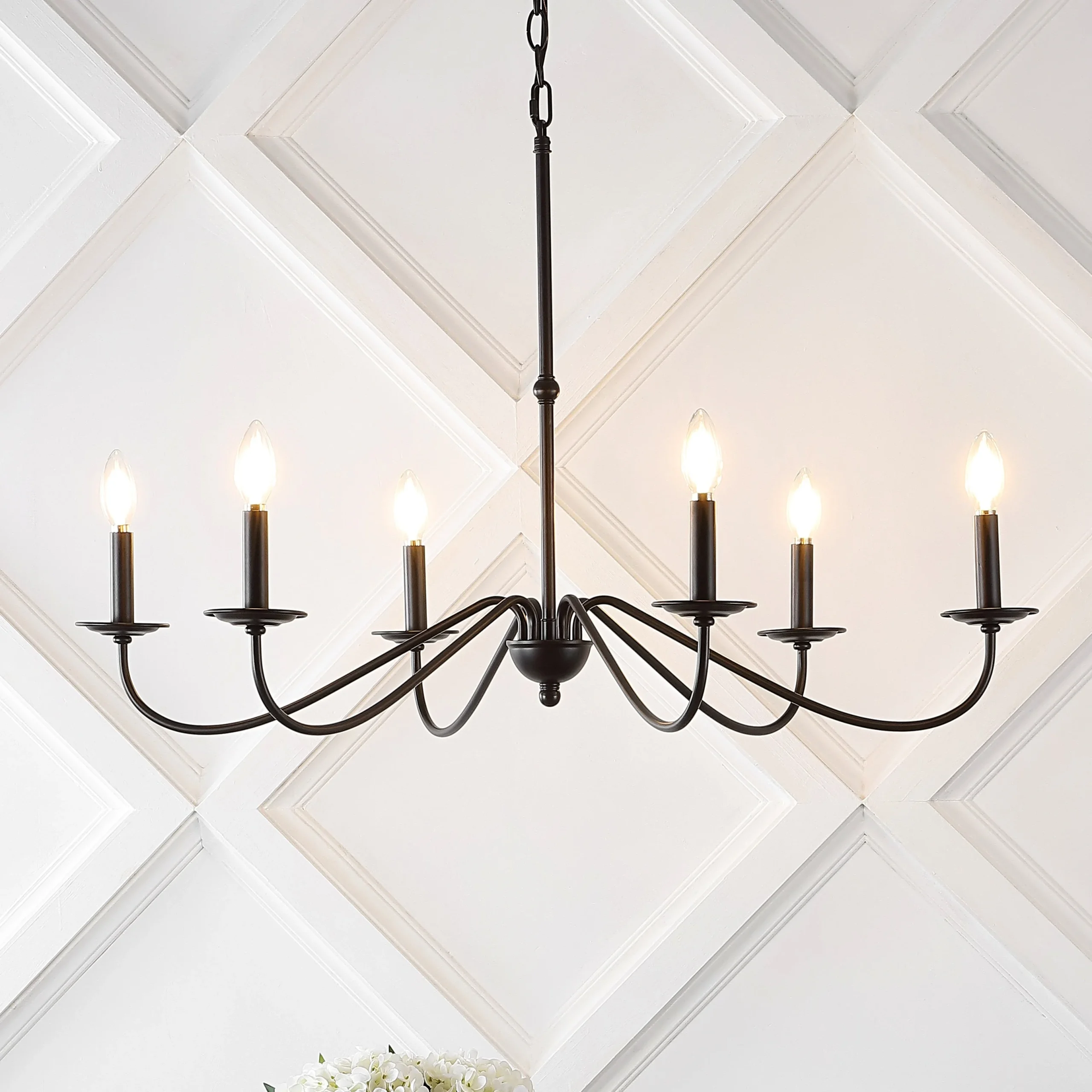 34.75 6-Light Iron LED Chandelier, by JONATHAN Y
