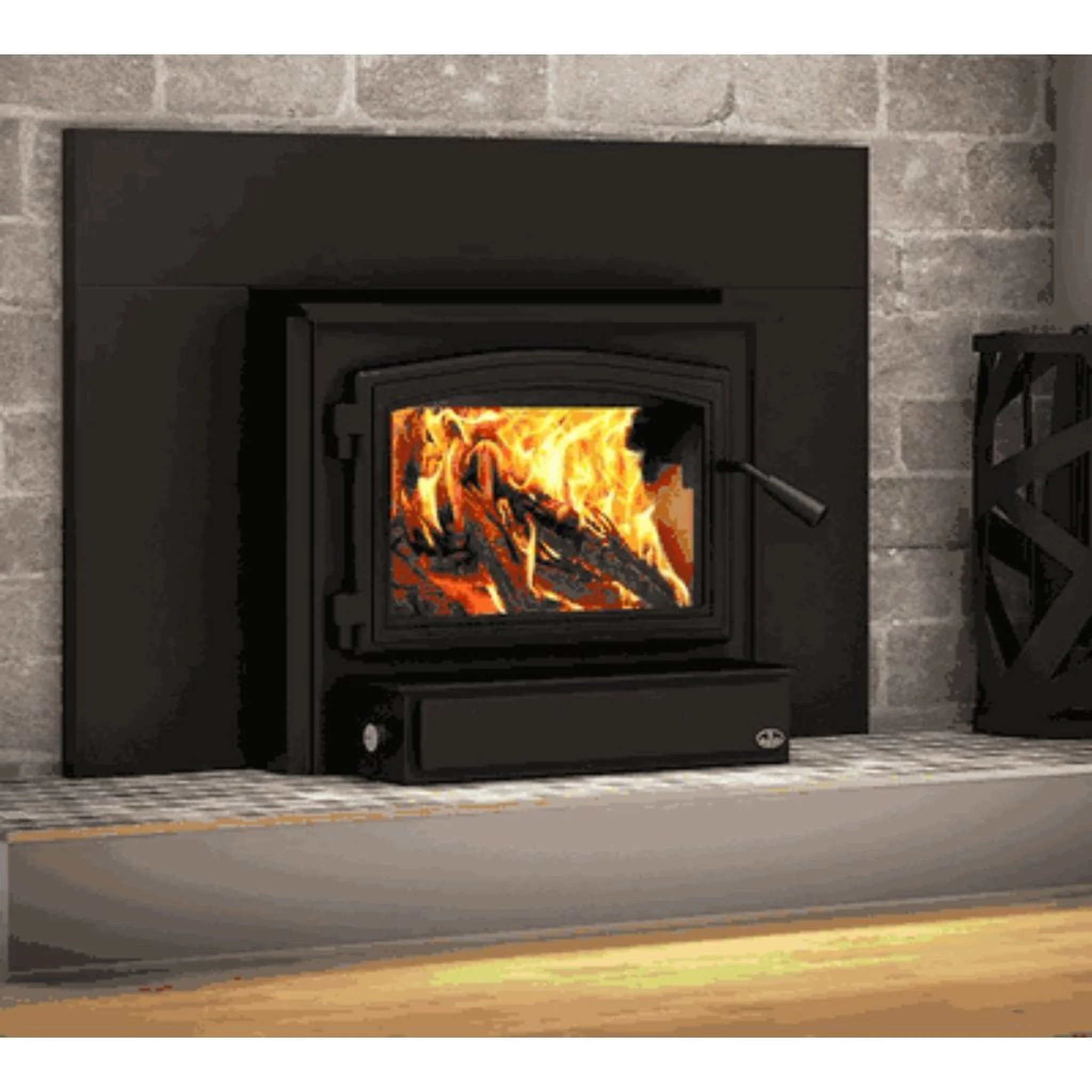 Osburn 2000 Wood Insert With Black Door Overlay, Faceplate & Black Faceplate Trims