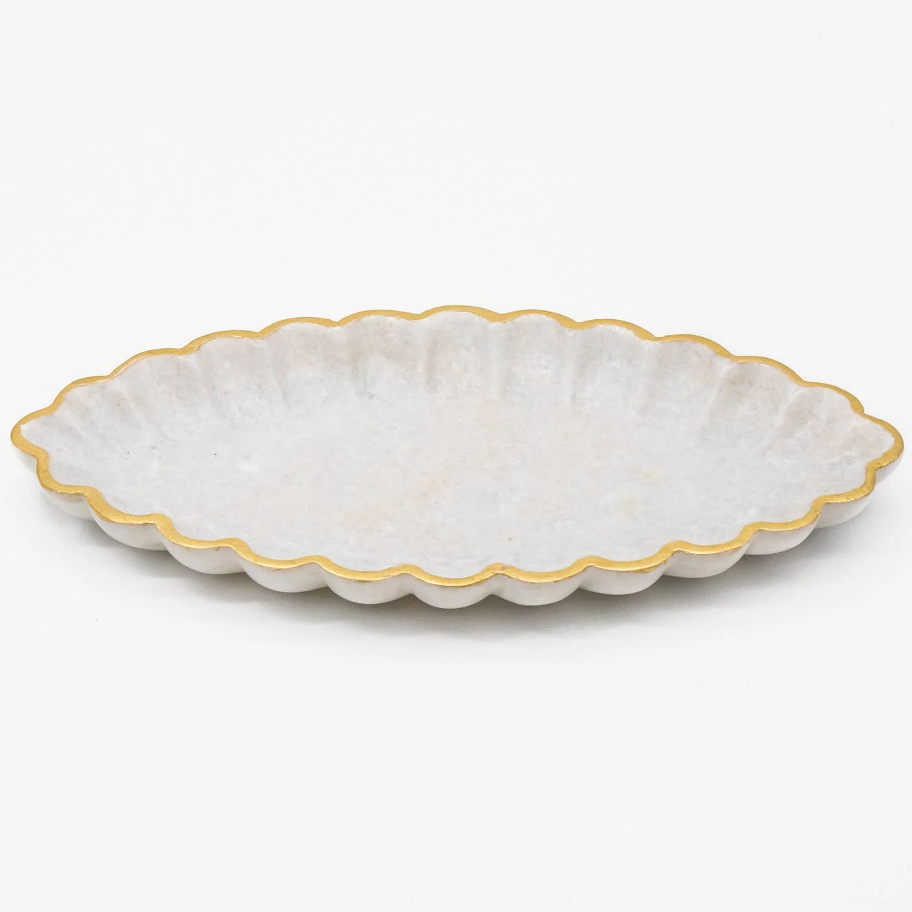 Oval Scalloped Marble Tray