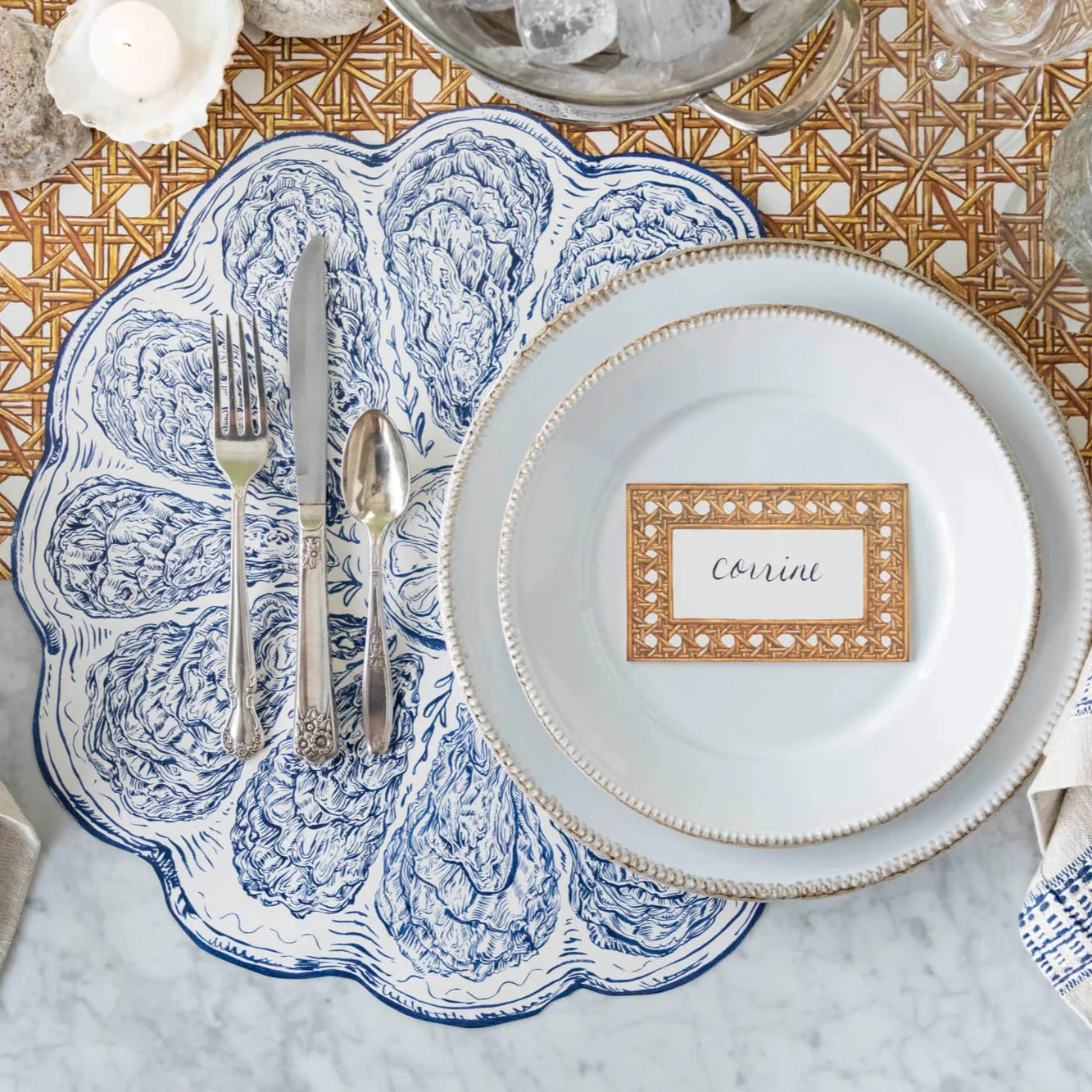 Die-Cut Blue Oyster Plate Placemat