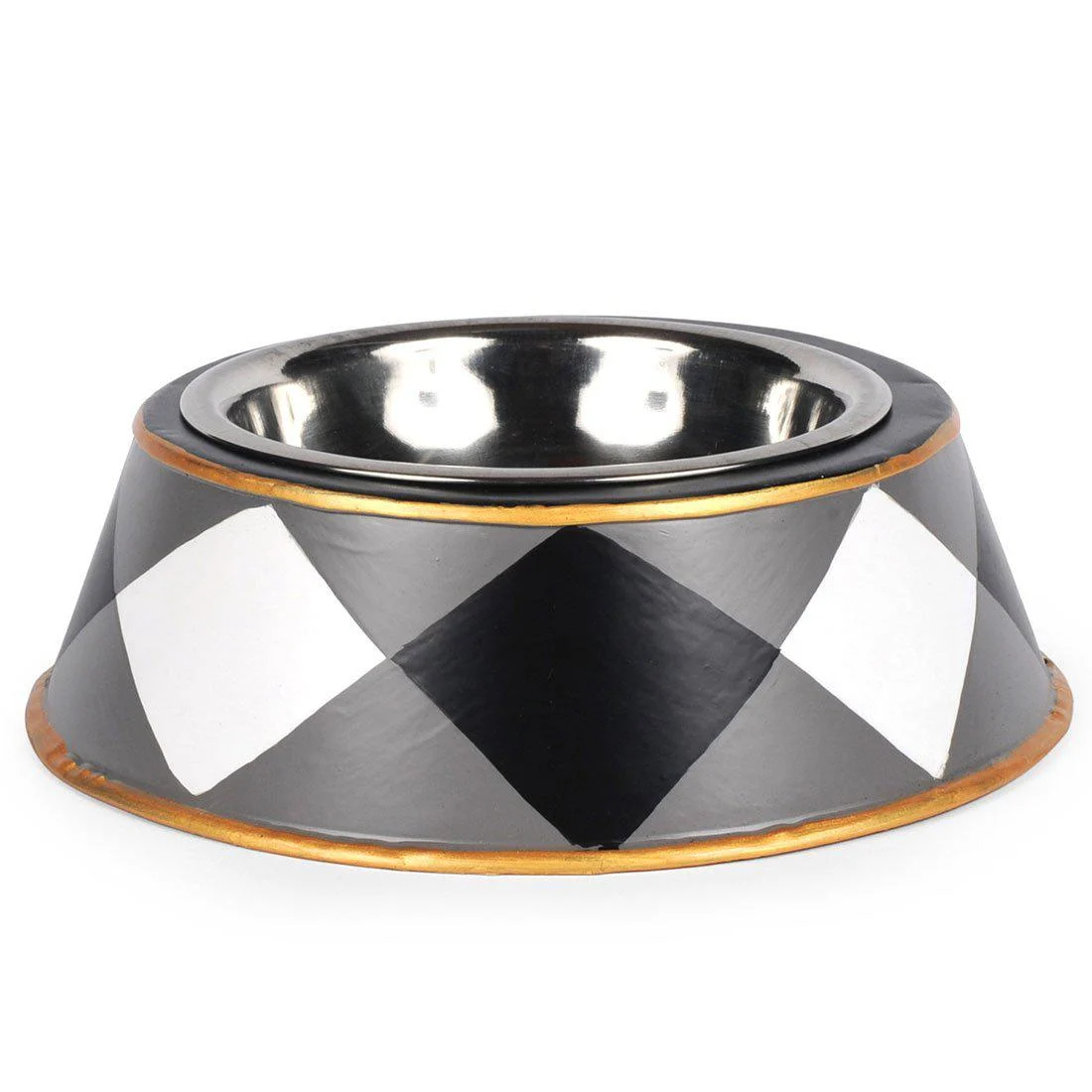 Black Plaid Pet Bowl - Large