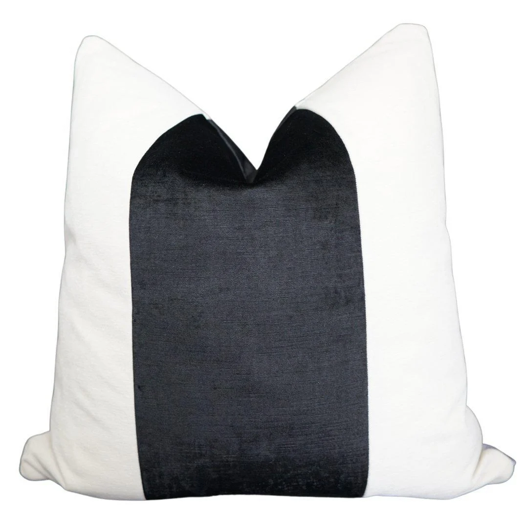 Black Stripe Velvet Pillow Cover
