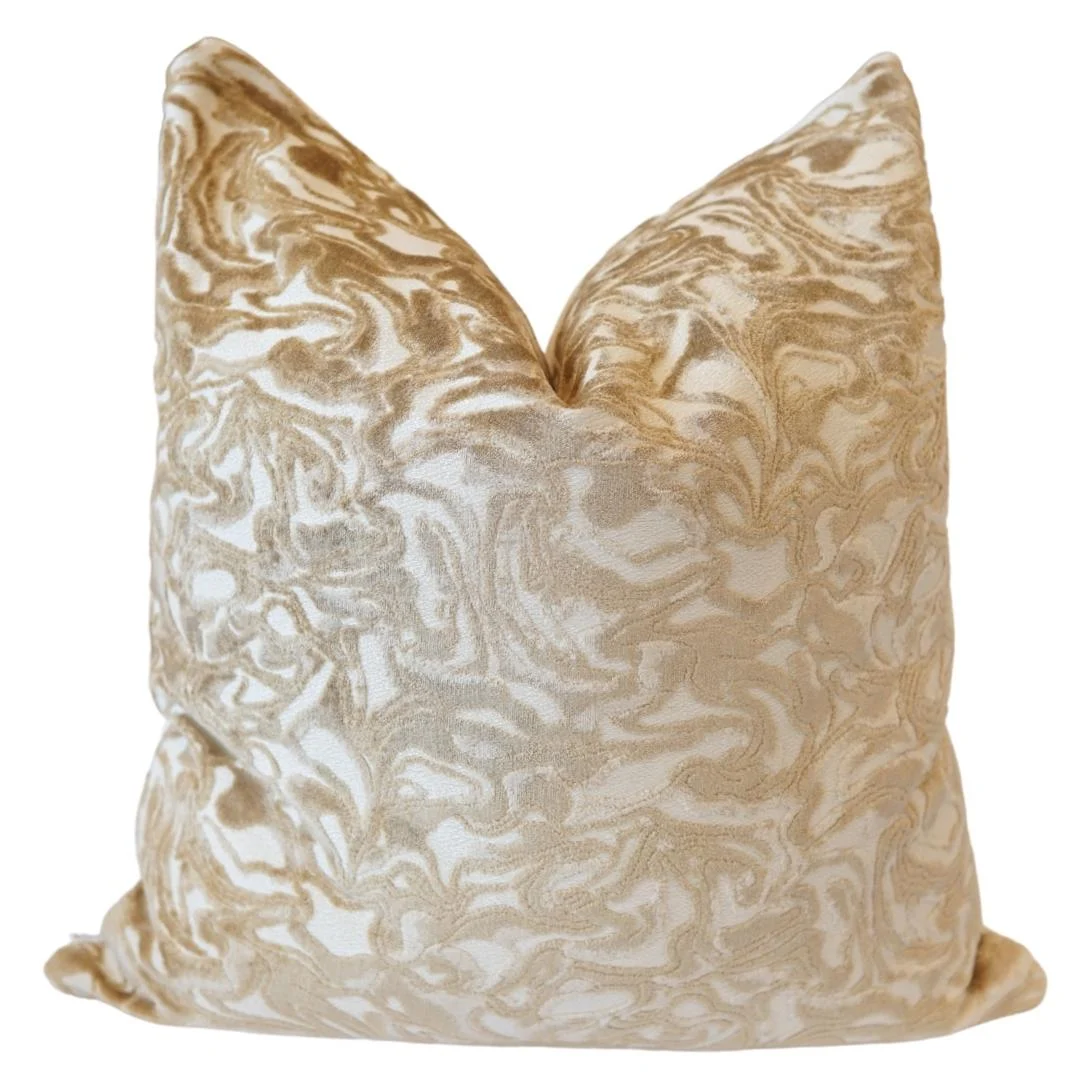 Marble Cut Velvet Pillow Cover // Champagne
