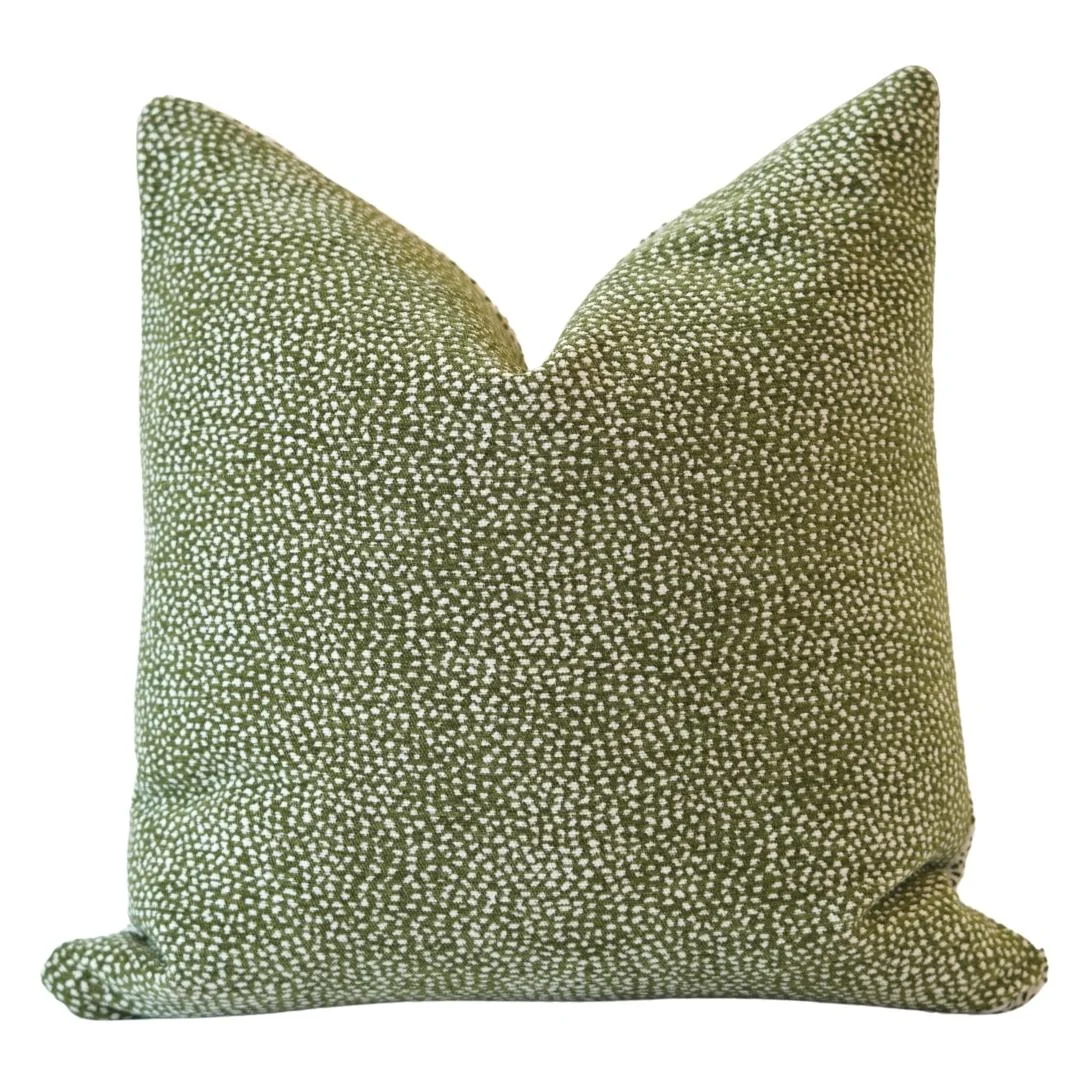 Spots Reversible Chenille Pillow Cover // Olive