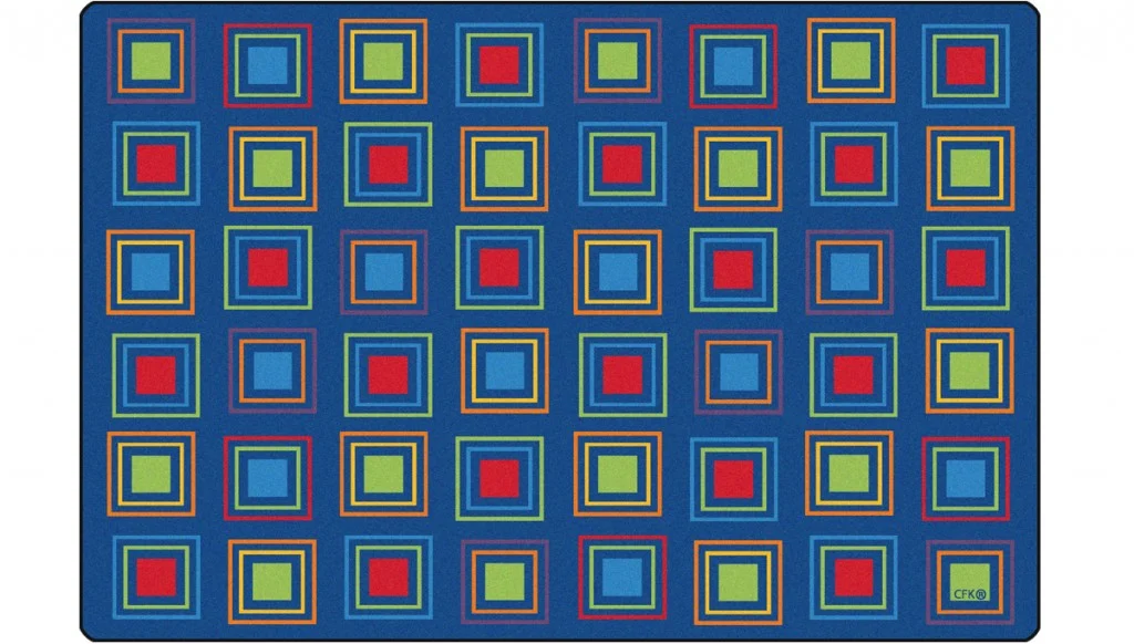 Carpets for Kids Primary Squares Seating Classroom Rug, Rectangle