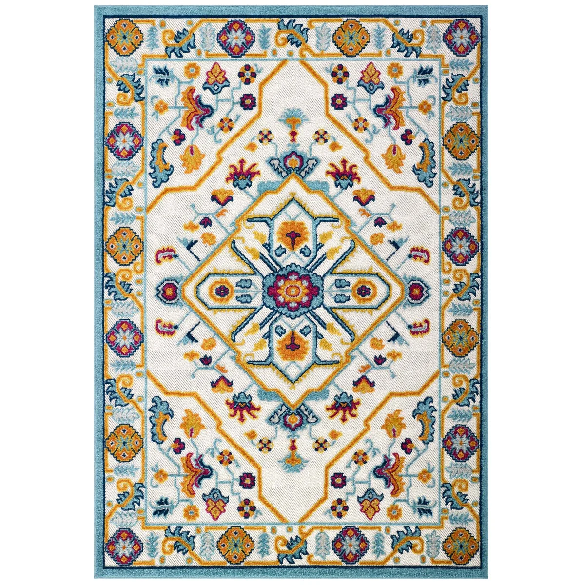 Modway Reflect Freesia Floral Persian Medallion Indoor and Outdoor Area Rug