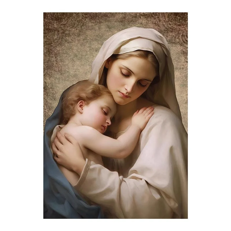 Madonna with Child Wood Plaque 5"