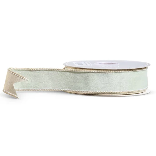 Sage Green Ribbon w. Gold Trim (1.5" x 10 Yards)