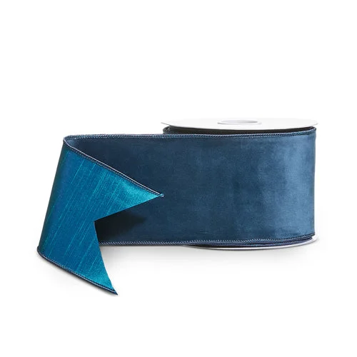 Blue Velvet Wired Ribbon (4" x 10 Yards)