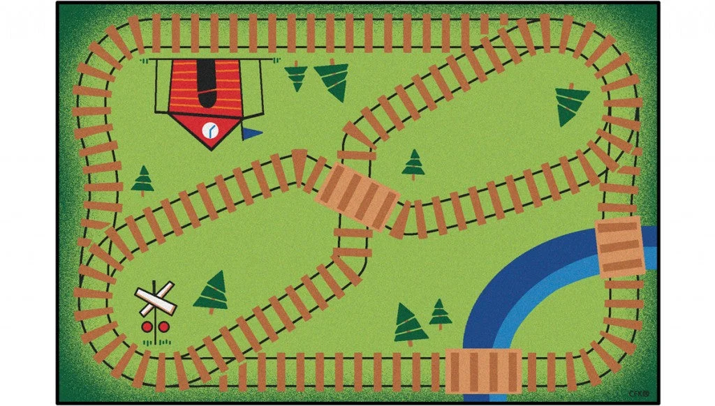Carpets for Kids Railroad Playtime Value Classroom Rug, Rectangle, 3' x 4'6"