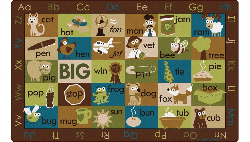 Rhyme Time Nature Colors Learning Kids Rug For Reading and Play,Rectangle,7'6" x 12'