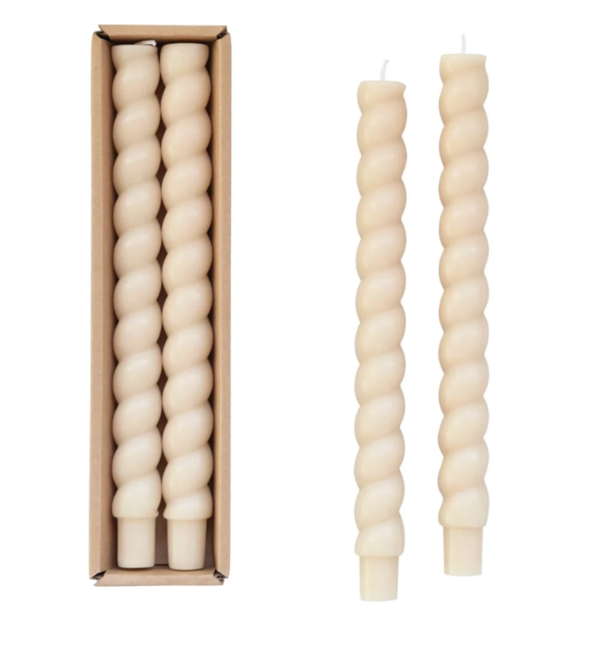 Unscented Twisted Taper Candles, Set of 2